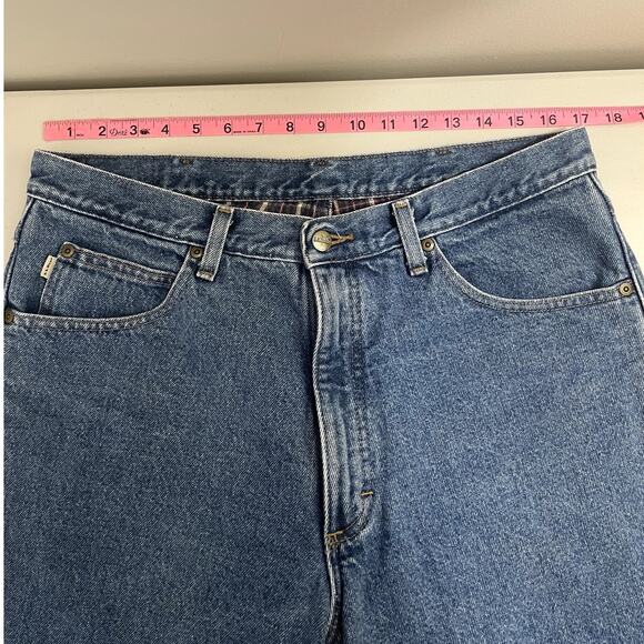 L.L. Bean Double L Plaid Flannel Lined Jeans Natural Fit Medium Wash Blue 35x30 - Picture 10 of 16